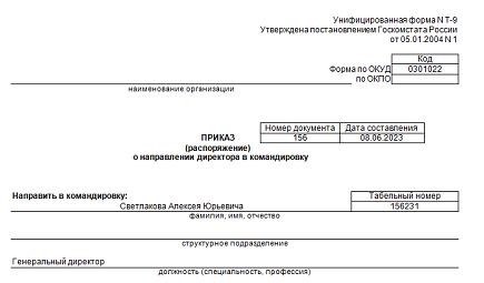 Пример протокола о направлении директора в командировку