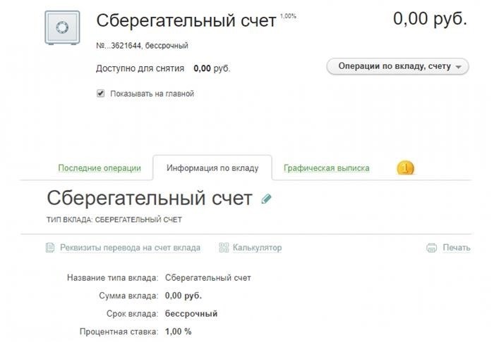 Информация для осуществления денежного перевода на банковский счет вклада через систему Сбербанк Онлайн.